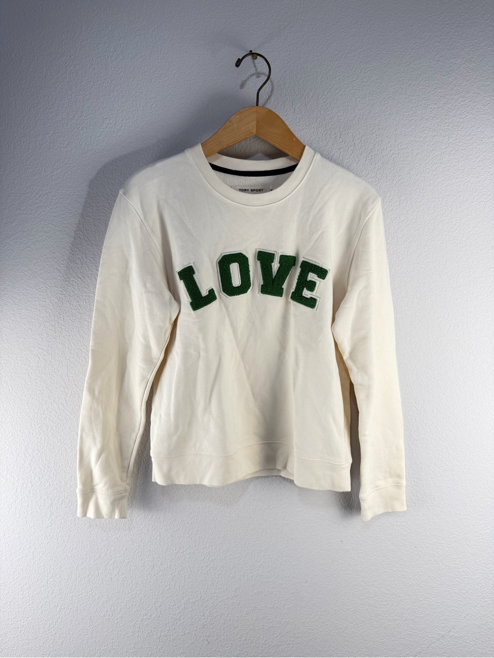 Tory Burch French Terry Love Appliqué Sweatshirt Sz M